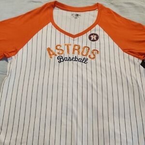 ASTROS Adult Orange & White Baseball Raglan Tee